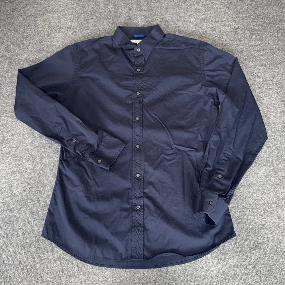 Teddy Stratford NYC Mens Navy Blue Cotton Long Sleeve Button Up Shirt Size 3